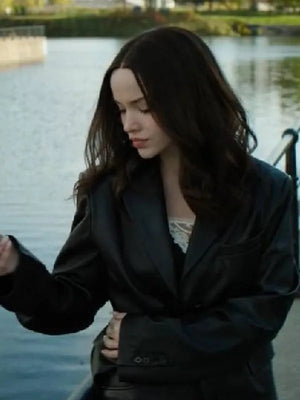 56 Days S01 Dove Cameron Black Leather Blazer