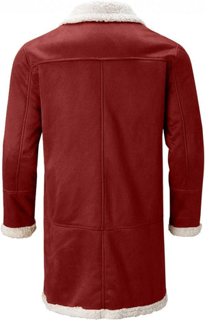 Red Fleece Lined Sherpa Shearling Jacket For Men Zing Apparel