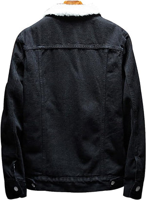 Full Fur Denim Jacket Men, Black Zing Apparel