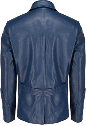 Leather Blazer Men with 5 Buttons, Blue Zing Apparel