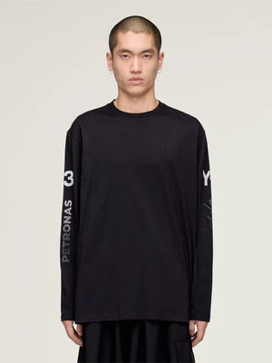 Adidas-Y-3-Mercedes-Chaos-Logo-Long-Sleeve-Tee-Shirt-Black