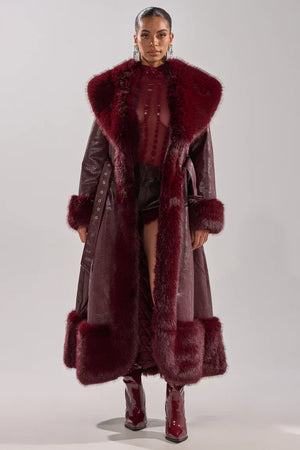 Akira-Vivian-Fur-Trim-Trench-Coat-Burgundy