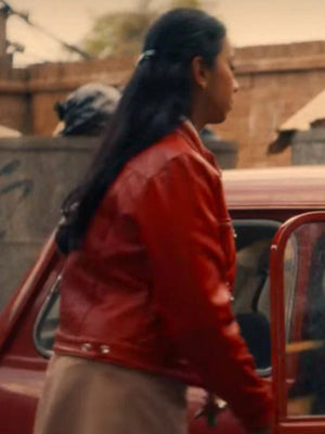 Black Mirror 2023 Nida Huq Red Leather Jacket
