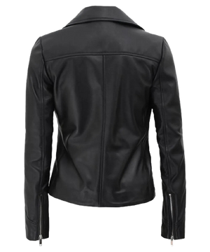 Kinzie Stylish Leather Biker Jacket Women, Black Zing Apparel