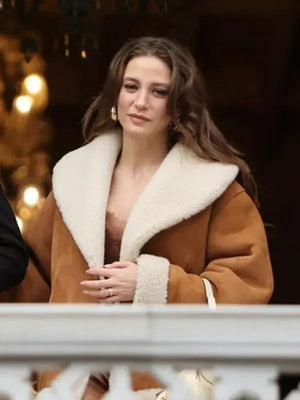 Brown leather shearling jacket Devin Akin
