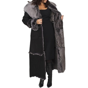 Buy Black Fur Leather Coat For Women