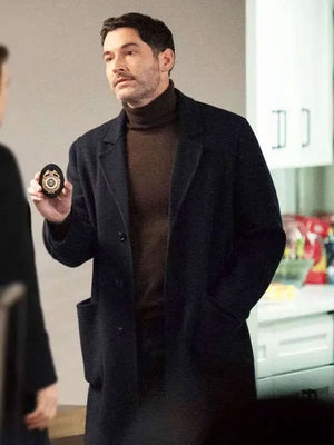 CIA Tom Ellis 2026 Black Trench Wool Coat
