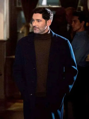 CIA Tom Ellis Black Trench Wool Coat