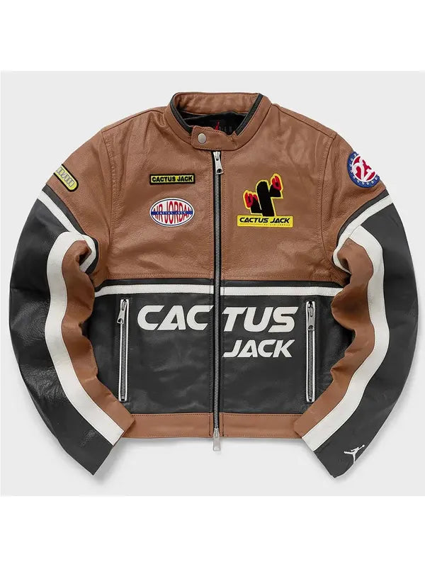 Cactus Jack Brown Leather Jacket - Zing Apparels