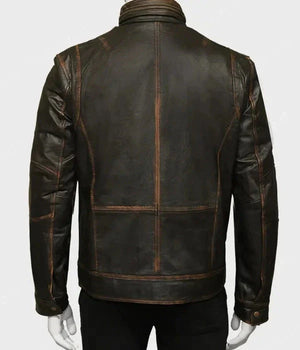 Men's Distressed Brown Leather Jacket Zing Apparel