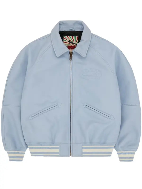 Corteiz Leather Jacket Blue - Zing Apparels