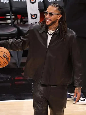 Derrick-Rose-Retirement-2026-Black-Bomber-Leather-Jacket