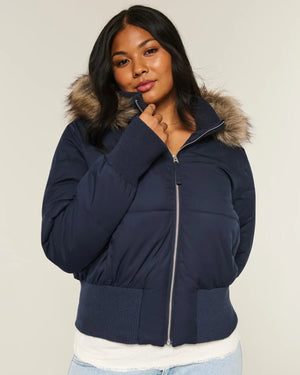 Faux-Fur-Trim-Puffer-Bomber-Jacket-Navy-Blue