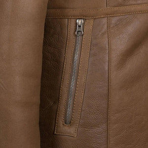 brown Sheepskin Leather Shearling Jacket For Women Zing Apparel
