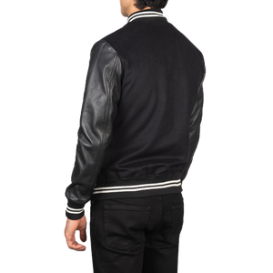 College Varsity Jacket Men, Black Zing Apparel