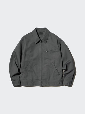 Men’s grey blouson jacket Uniqlo lightweight zip-up