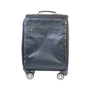Premium Leather Cabin Trolley Bag, Black Zing Apparel