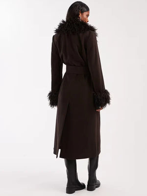 Other-Stories-Wool-Belted-Midaxi-Coat-In-Brown-With-Faux-Fur-Trim