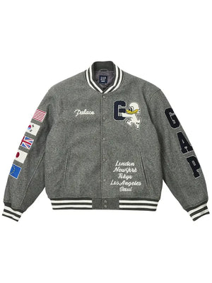 Palace-X-Gap-Varsity-Jacket-Grey