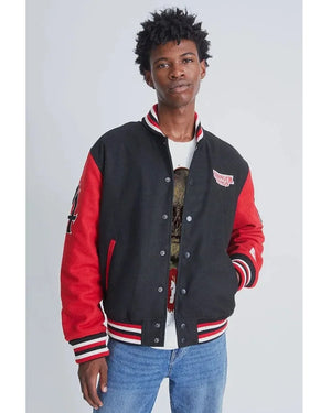 Stranger Things Hawkins Black & Red Letterman Varsity Jacket