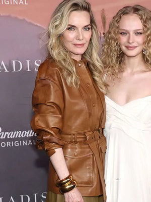 The Madison Michelle Pfeiffer Premiere Brown Leather Jacket