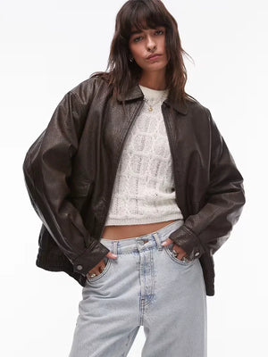 Topshop-Textured-Faux-Leather-Oversized-Collar-Bomber-Jacket-In-Brown