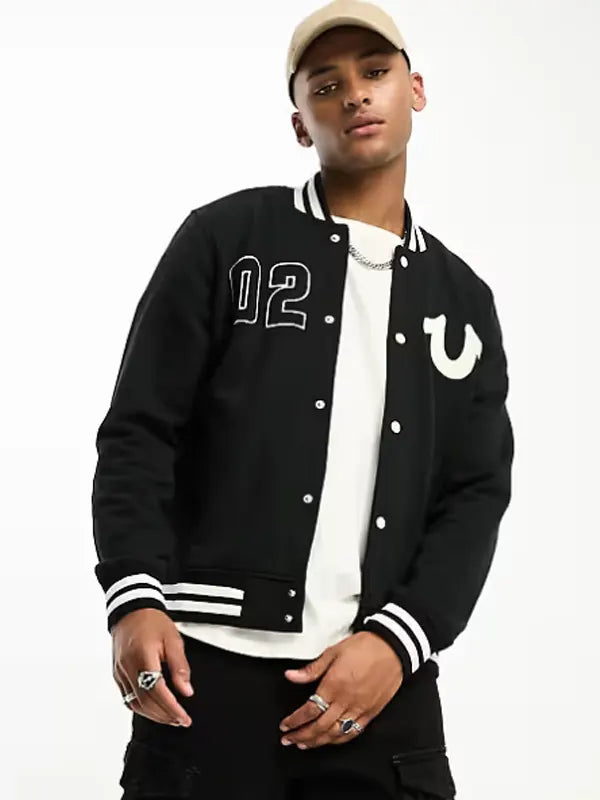 True Religion Varsity Jacket Black - Zing Apparels