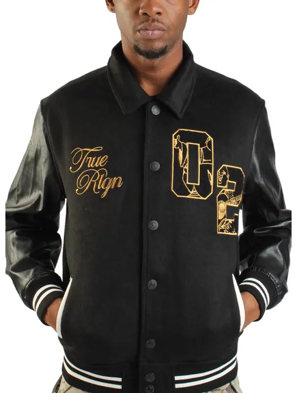 True Religion Varsity Jacket Black And Gold - Zing Apparels