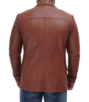 Leather Blazer Men Glendale Brown Zing Apparel