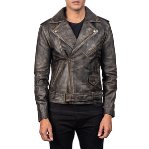 Vintage Distressed Brown Sheephide Leather Jacket