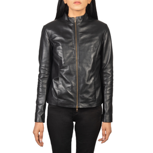Rmuella Leather Biker Jacket Women, Black Zing Apparel