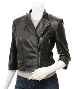 Cropped Leather Jacket, Women Biker Jacket Zing Apparel