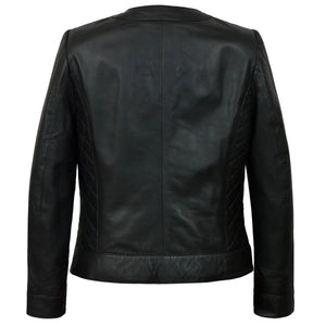 Biker Quilted Leather Jacket Women, Black Zing Apparel