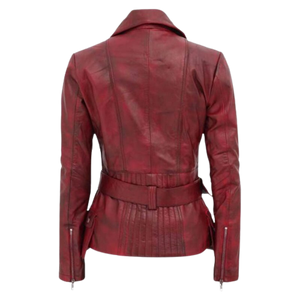 Brando Distressed Women Biker Jacket, Brown Zing Apparel
