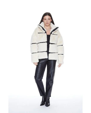 blue revival Vanilla Bean Mob Wife Unreal Leather Fur Jacket For Sale