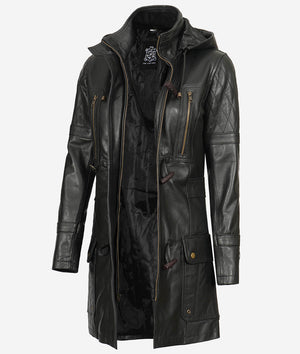 Women Long Coat - Real Leather Zip Up Zing Apparel