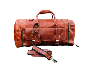Handmade Travel Leather Duffle Bag, Brown Zing Apparel