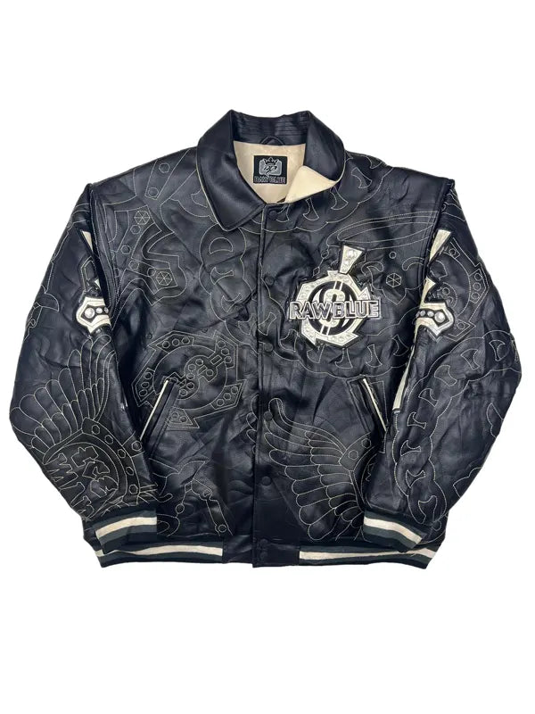 RAW BLUE ドル札柄 フェイクレザージャケット b系 alwissam Raw Blue Leather Jackets – Zing Apparels