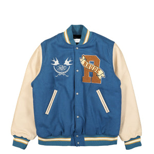 Blue Sparrow Letterman Varsity Jacket Slate/Cream Zing Apparel