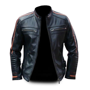 Rivet Antique Leather Jacket Men, Black Zing Apparel