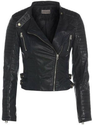 Moto Asymmetrical Biker Jacket Women, Black Zing Apparel
