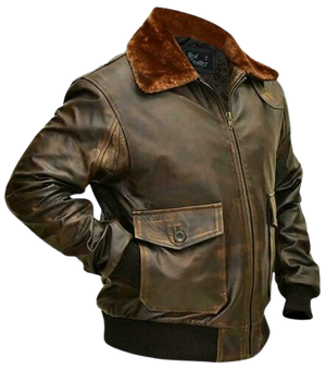 G-1 Aviator Distressed Brown Leather Jacket Zing Apparel