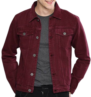 Men’s Casual Denim Burgundy Jacket Zing Apparel