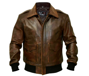 Brown Leather Flight Bomber Military Jacket Zing Apparel