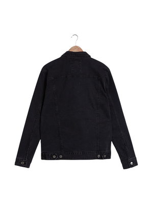 Men's Black Button Denim Trucker Jacket, Black