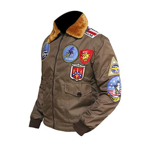 Tom Cruise Jet Fighter Men Brown Bomber Jacket Zing Apparel