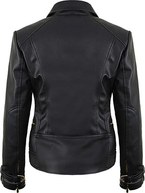 Leather Biker Jacket Women PA218090, Black Zing Apparel