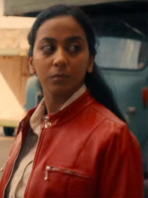 Black Mirror 2023 Nida Huq Red Leather Jacket

