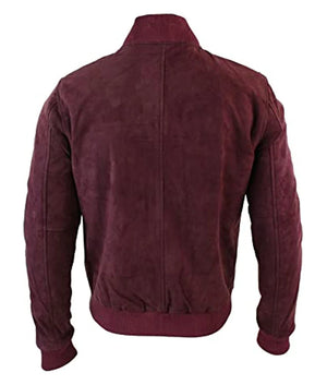 Yahya Abdul Mateen Black Mirror Maroon Suede Leather Jacket
