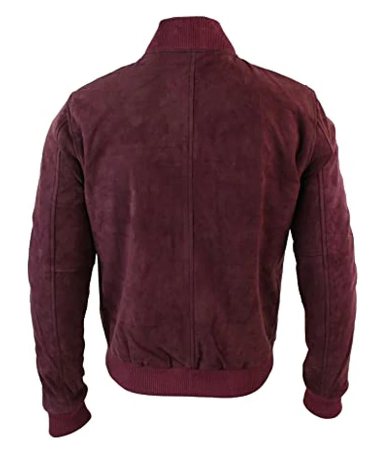 Yahya Abdul Mateen Black Mirror Maroon Suede Leather Jacket
